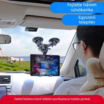 Autóba szerelhető tabletatartó vákuumos rögzítővel; kompatibilis a DJI Zhiyun és más stabilizátorokkal; műanyagból készült; testreszabható
