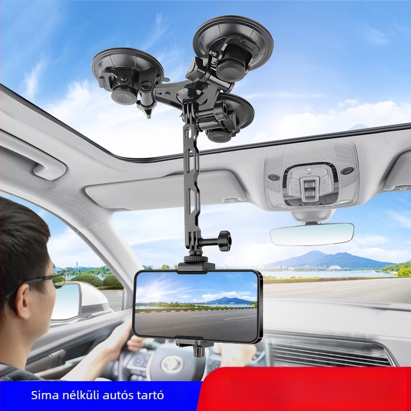Autóba szerelhető tabletatartó vákuumos rögzítővel; kompatibilis a DJI Zhiyun és más stabilizátorokkal; műanyagból készült; testreszabható