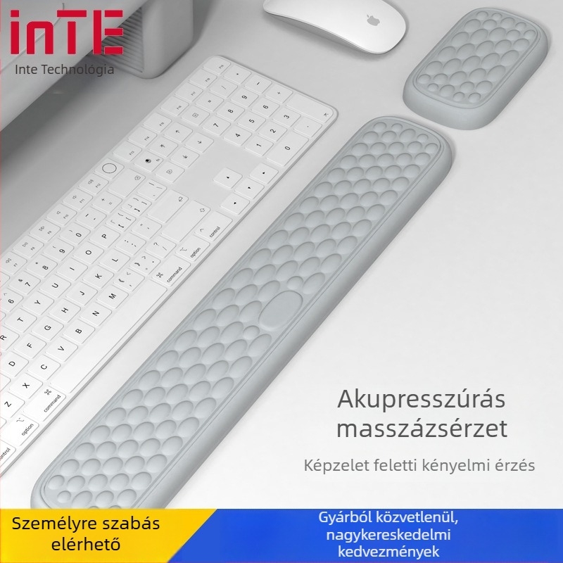Memóriahabos billentyűzet- és egérpad karkármasz — Nagy méretű, memóriahab + textil, egyoldalas, injekciós formázás, OEM-kész
