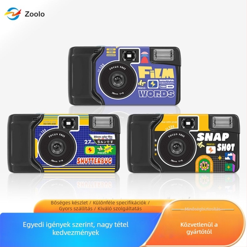 Nagyszemű egyszer használatos filmes kamera, retro modell 135, ABS ház, 5–12 MP, beépített memória, akkumulátor üzemideje több mint 5 óra