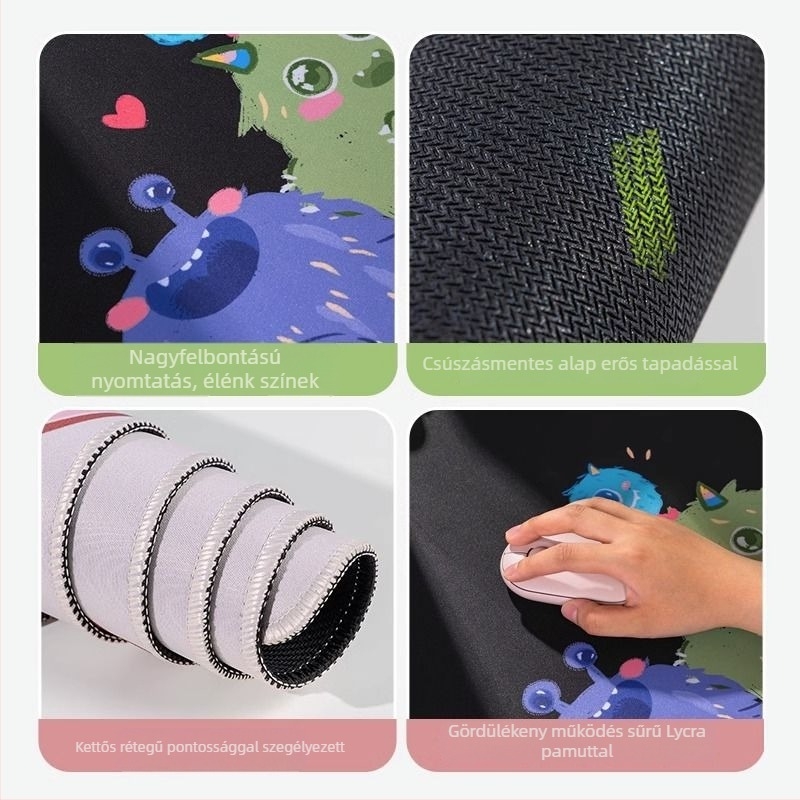 Egérpad Cartoon Monster, természetes gumi, csúszásmentes, hőátviteles nyomtatás, képekkel testreszabható
