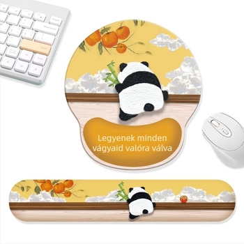 Panda egérpad csuklótámasz, gumi, csúszásmentes, egyedi nyomtatás