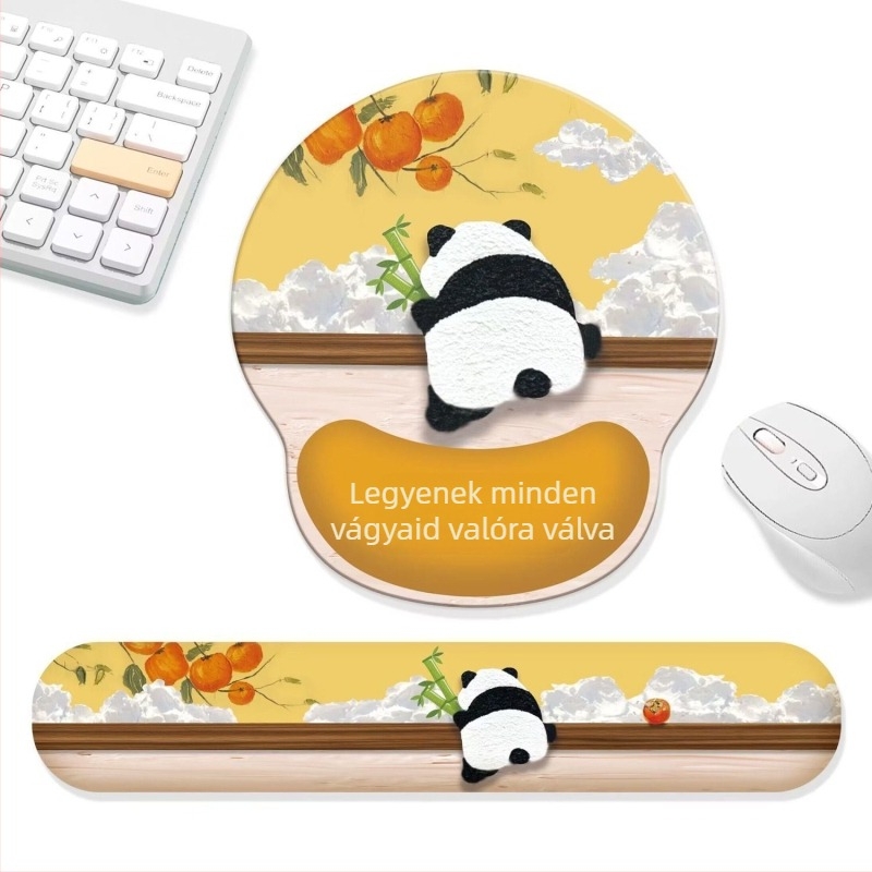 Panda egérpad csuklótámasz, gumi, csúszásmentes, egyedi nyomtatás