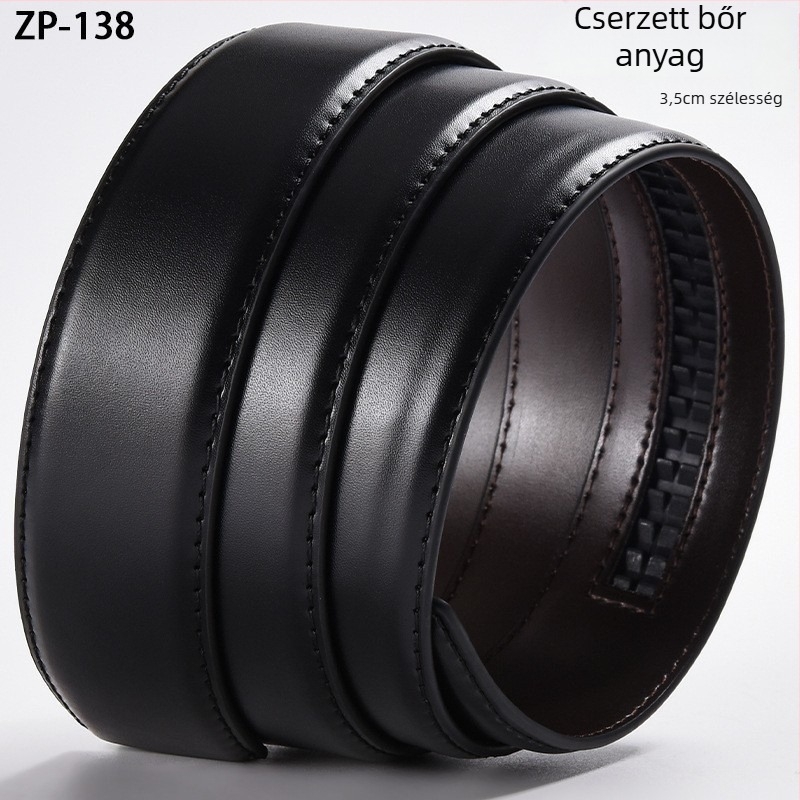 Csatt nélküli övcsík; Anyag: tehénbőr; Csatt anyaga: valódi bőr; Zárás: tűcsat; Szélesség: standard (2–4 cm); Stílus: eredeti dizájn