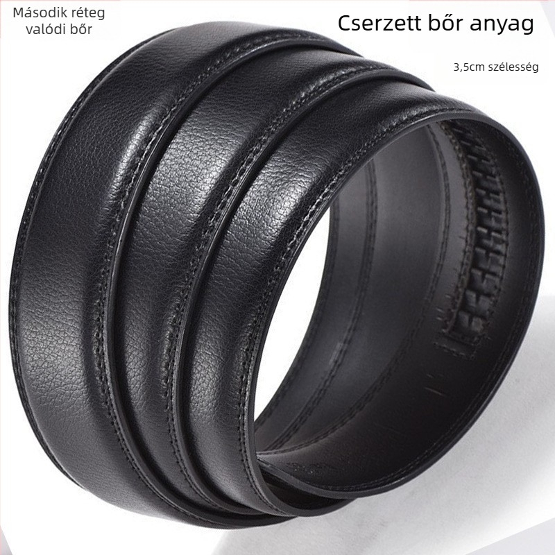 Csatt nélküli övcsík; Anyag: tehénbőr; Csatt anyaga: valódi bőr; Zárás: tűcsat; Szélesség: standard (2–4 cm); Stílus: eredeti dizájn