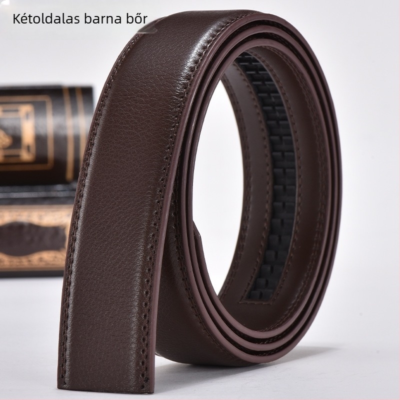 Csatt nélküli övcsík; Anyag: tehénbőr; Csatt anyaga: valódi bőr; Zárás: tűcsat; Szélesség: standard (2–4 cm); Stílus: eredeti dizájn