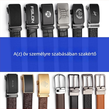 Férfi bőrből készült öv automata csattal, ötvözet csattal, szélesség 2-4 cm, Duchibut