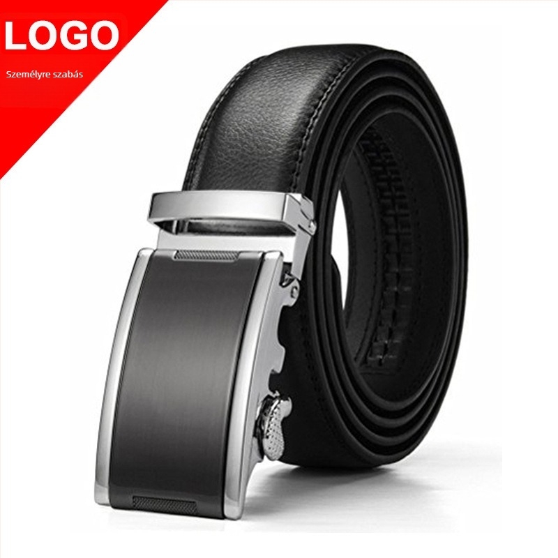 Férfi bőrből készült öv automata csattal, ötvözet csattal, szélesség 2-4 cm, Duchibut