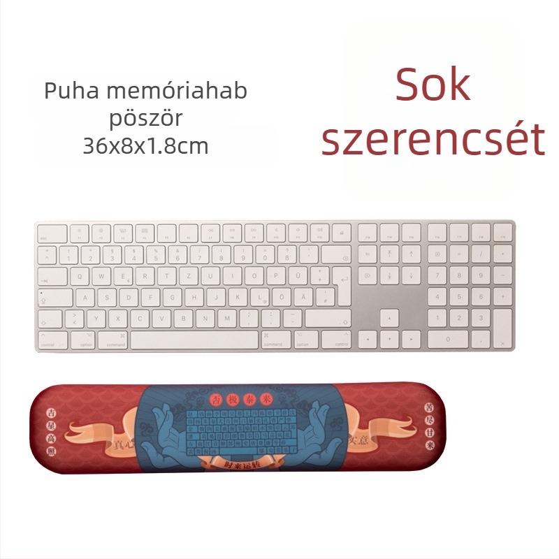 Memóriás csuklótámasz billentyűzethez és egérhez – asztali matrac, egyoldalas, csuklópánttal, hőátviteli nyomtatás