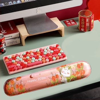 Kis gumírozott egérpad csuklótámasz - egyoldalas, hőátviteles nyomtatás, japán minimalista stílus