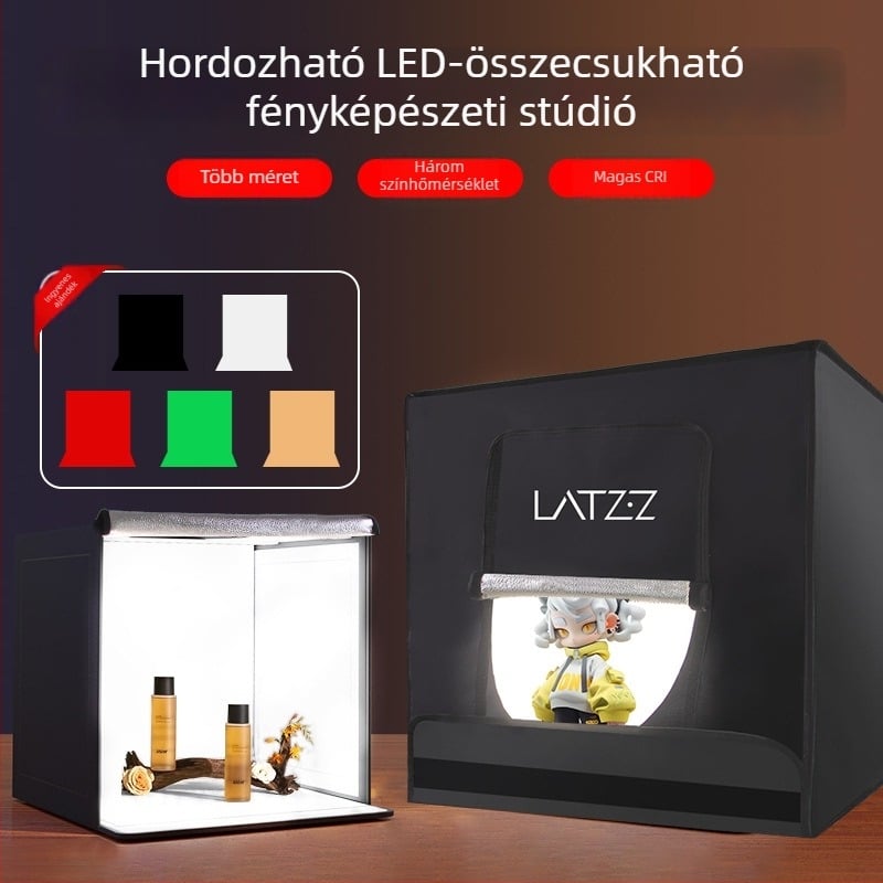 Stúdió LED összecsukható fénydoboz fotózáshoz, Oxford vászon kivitel, LATZZ, súly 5,4 kg