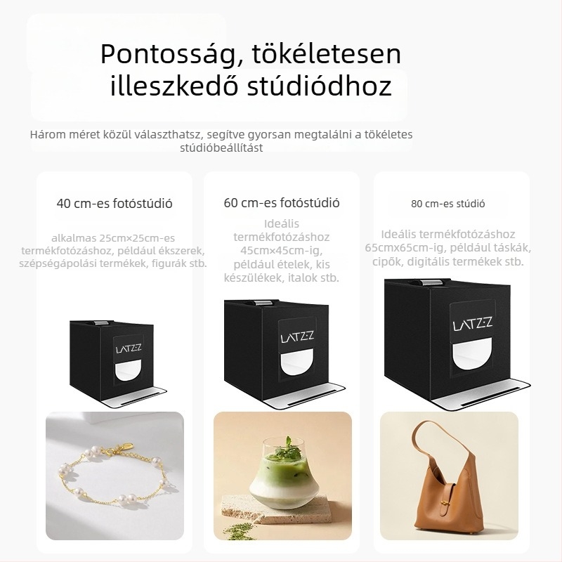 Stúdió LED összecsukható fénydoboz fotózáshoz, Oxford vászon kivitel, LATZZ, súly 5,4 kg