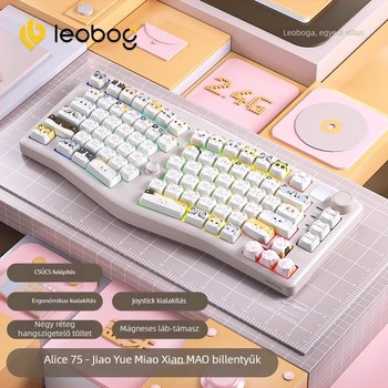 Alice mechanikus billentyűzet, hot-swappable, RGB háttérvilágítás, 83 billentyű, három módú csatlakozás