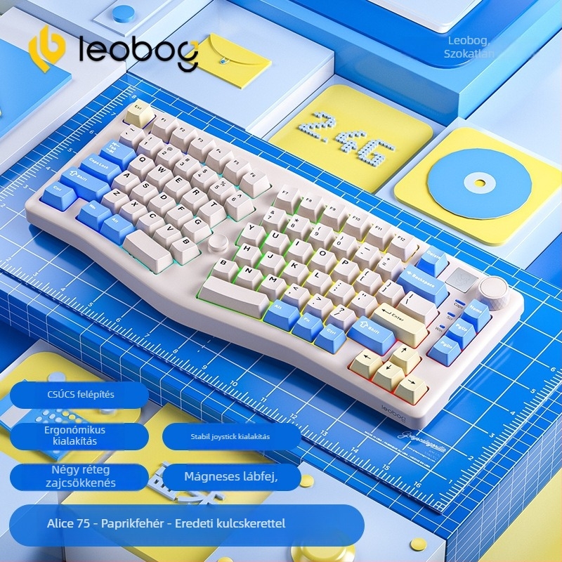 Alice mechanikus billentyűzet, hot-swappable, RGB háttérvilágítás, 83 billentyű, három módú csatlakozás