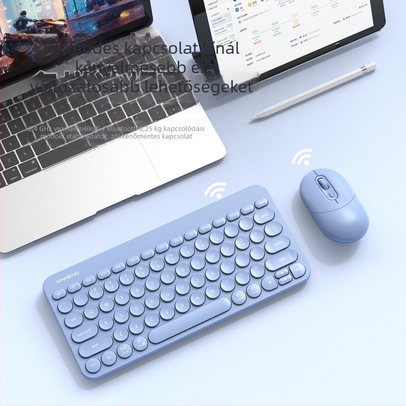 RF702 Bluetooth billentyűzet és egér készlet, 79 gomb, membrán billentyűzet, Bluetooth-kapcsolat, újratölthető, általános kompatibilitás