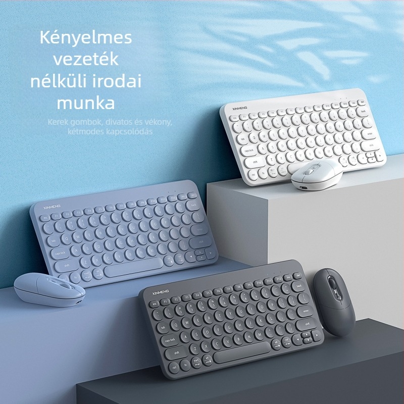 RF702 Bluetooth billentyűzet és egér készlet, 79 gomb, membrán billentyűzet, Bluetooth-kapcsolat, újratölthető, általános kompatibilitás