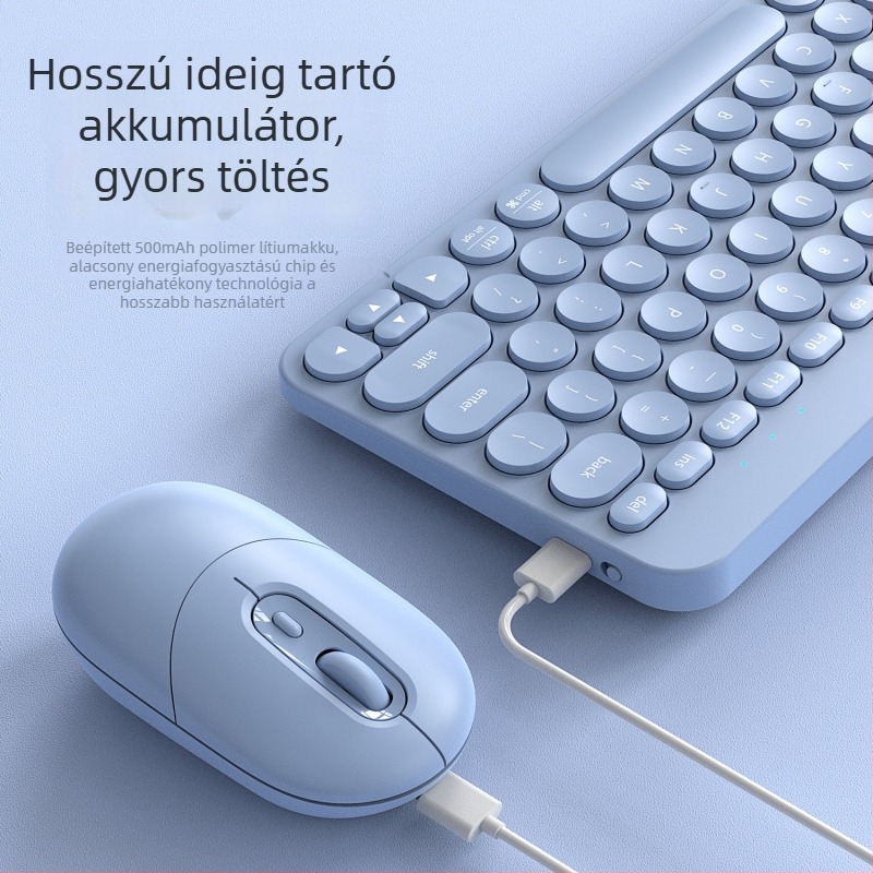 RF702 Bluetooth billentyűzet és egér készlet, 79 gomb, membrán billentyűzet, Bluetooth-kapcsolat, újratölthető, általános kompatibilitás