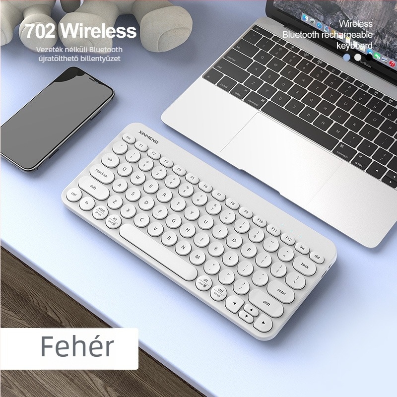 RF702 Bluetooth billentyűzet és egér készlet, 79 gomb, membrán billentyűzet, Bluetooth-kapcsolat, újratölthető, általános kompatibilitás