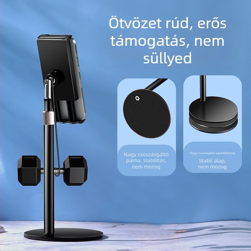 Asztali teleszkópos telefon- és tabletatartó alumíniumötvözetből