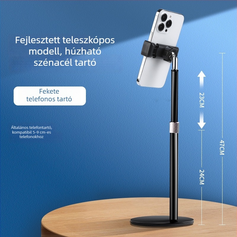 Asztali teleszkópos telefon- és tabletatartó alumíniumötvözetből