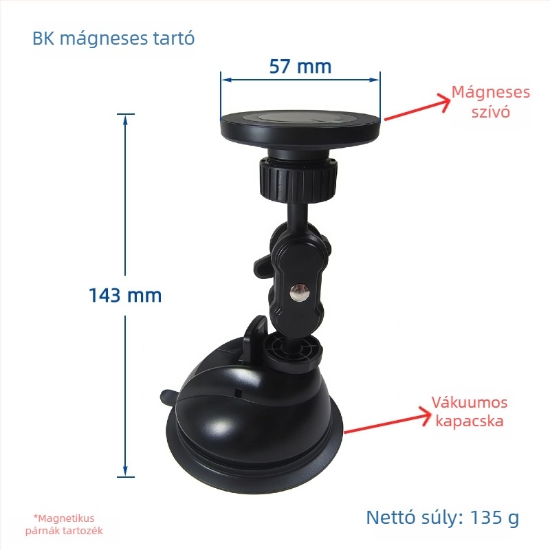 Autótelefon tartó mágneses – ABS, univerzális kivitel, rezgésmentes, vákuumos szívócsésze