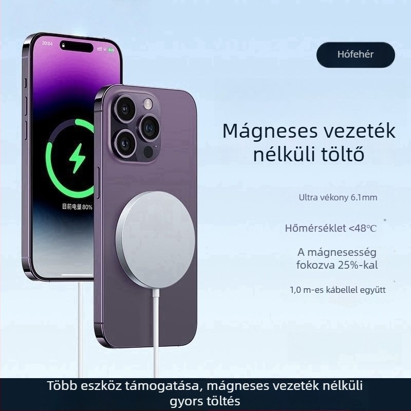 PD35W vezeték nélküli töltő QC 4.0 gyors töltéshez iPhone 16/15/14/13/12/11/8/X