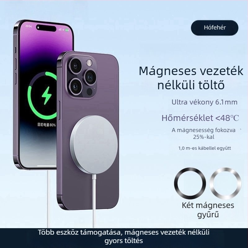 PD35W vezeték nélküli töltő QC 4.0 gyors töltéshez iPhone 16/15/14/13/12/11/8/X