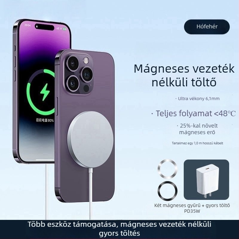 PD35W vezeték nélküli töltő QC 4.0 gyors töltéshez iPhone 16/15/14/13/12/11/8/X