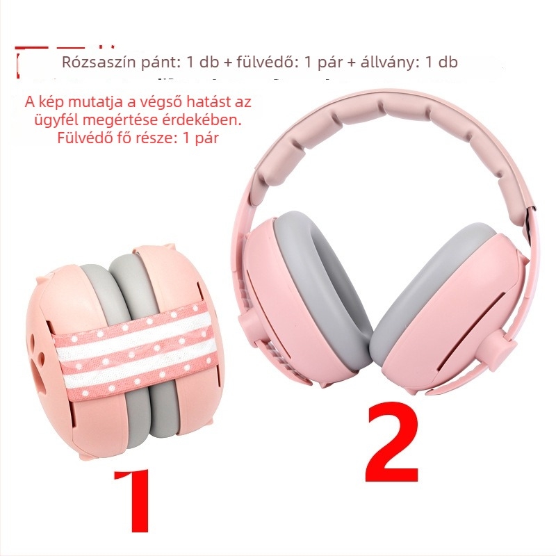 Gyermek zajcsökkentő fülvédő fejhallgató, 2-in-1 alvás és zajvédelmi funkcióval, ABS anyag, NRR 24, gumírozott bélés, fej- és elasztikus szalag