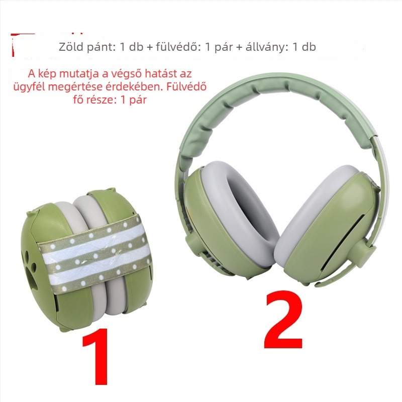 Gyermek zajcsökkentő fülvédő fejhallgató, 2-in-1 alvás és zajvédelmi funkcióval, ABS anyag, NRR 24, gumírozott bélés, fej- és elasztikus szalag