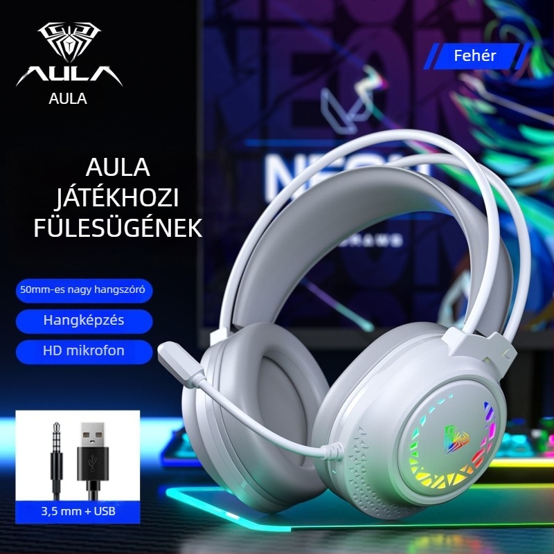 Wolf Spider S611 kábeles játékfejhallgató mikrofonnal — 50 mm hangszórók, 20–20 kHz frekvencia-tartomány, impedancia 20+15%, 3,5 mm csatlakozó