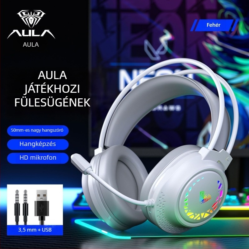 Wolf Spider S611 kábeles játékfejhallgató mikrofonnal — 50 mm hangszórók, 20–20 kHz frekvencia-tartomány, impedancia 20+15%, 3,5 mm csatlakozó