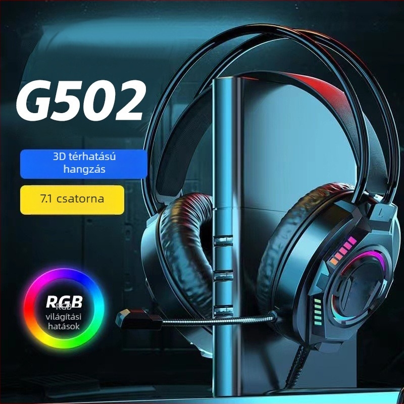 Speed Titanium HS G502 e-sport vezetékes gaming headset USB-vel, 50 mm meghajtók, 20–20000 Hz, 32 Ω, mikrofonnal, 3,5 mm jack