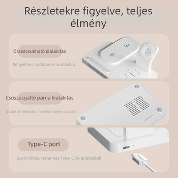 Pisen 3-in-1 vezeték nélküli töltő iPhone 15 Pro-hoz, Bluetooth fülhallgató és okosóra számára – PD, Mágneses töltés, 22.5W (5V/3A)