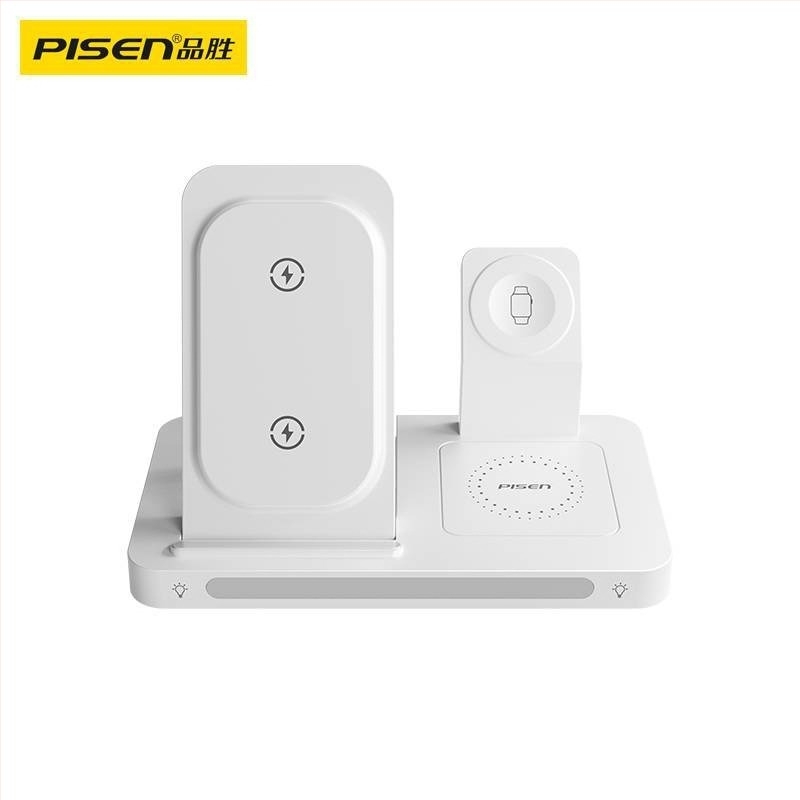 Pisen 3-in-1 vezeték nélküli töltő iPhone 15 Pro-hoz, Bluetooth fülhallgató és okosóra számára – PD, Mágneses töltés, 22.5W (5V/3A)