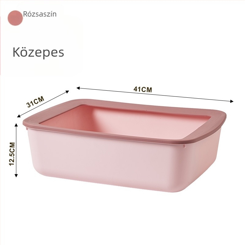 Extra nagy PP műanyag macskatálca, anti‑fröccsenés, nagy méretű, félig zárt kialakítás.