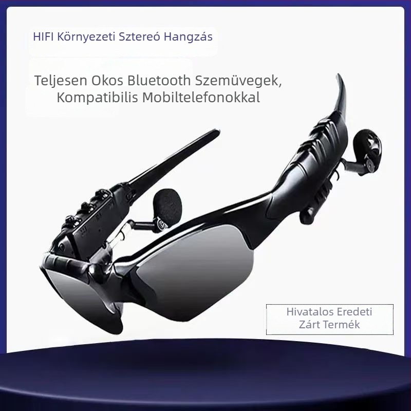 Bluetooth szemüveg fejhallgató, polarizált napszemüveg, fejre szerelve (10 m hatótávolság, Bluetooth 5.0, üzemidő 4-8 óra)