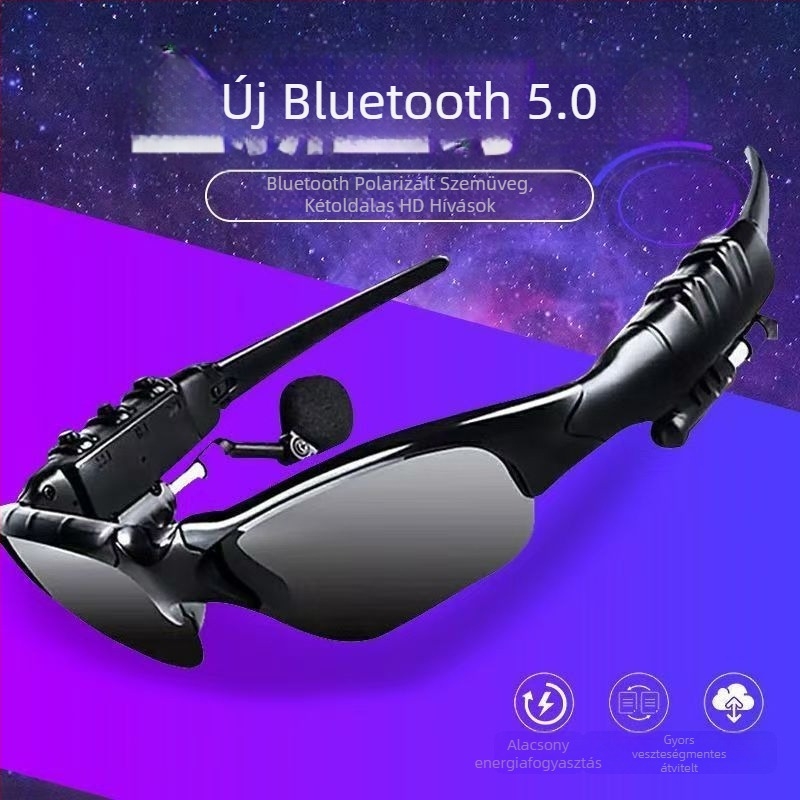 Bluetooth szemüveg fejhallgató, polarizált napszemüveg, fejre szerelve (10 m hatótávolság, Bluetooth 5.0, üzemidő 4-8 óra)