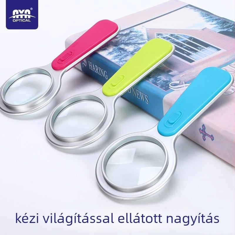 Kézi LED-es nagyító, magas nagyítás, hordozható, szemvédő megvilágítással