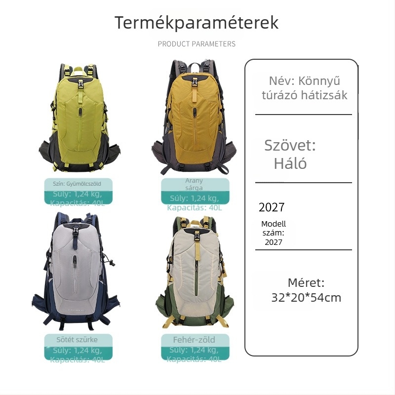 Hegymászó hátizsák ultrakönnyű, vízálló, ergonómikus hátsó panellel, lélegző nylon anyagból