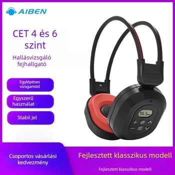 C-200A Vezeték nélküli FM fejhallgató egyetemi angol CET-4/6 vizsgákhoz, frekvenciasáv 50-108 Hz, impedancia 32 Ω, érzékenység 108 dB/mW, 3,5 mm csatlakozó
