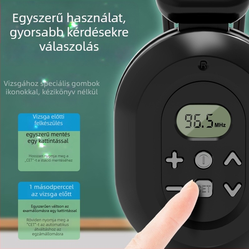 C-200A Vezeték nélküli FM fejhallgató egyetemi angol CET-4/6 vizsgákhoz, frekvenciasáv 50-108 Hz, impedancia 32 Ω, érzékenység 108 dB/mW, 3,5 mm csatlakozó