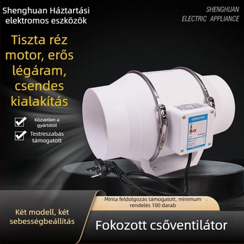 Csatornázott kipufogóventilátor – erős és csendes, háztartási konyhai szellőztetéshez,modell SL-100-1, 220V, 35–160W, csőnyomás típus