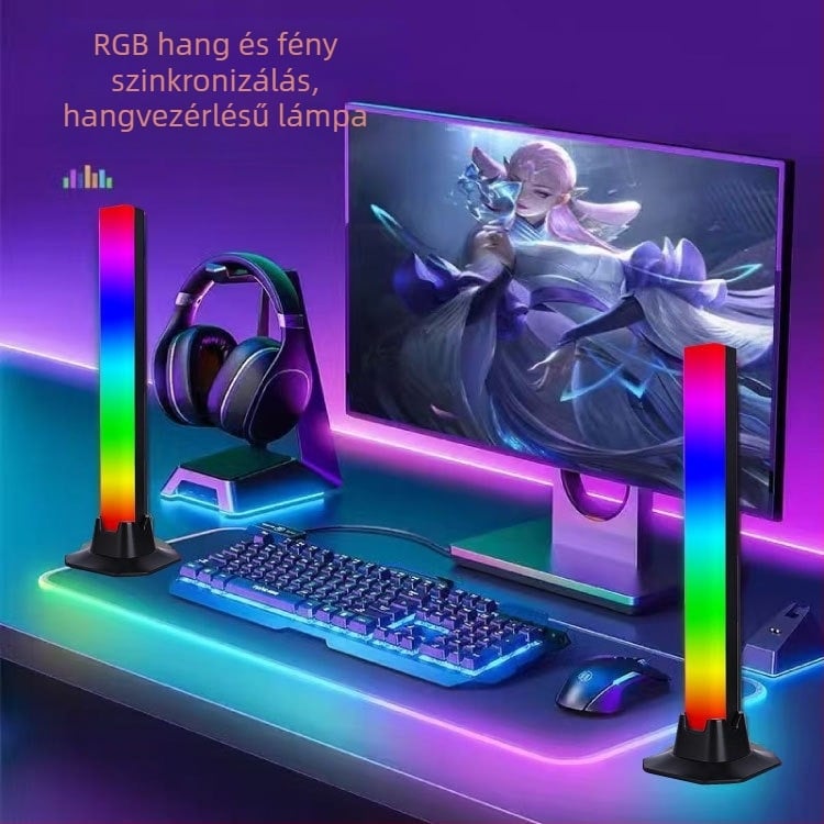 Zeneérzékelős RGB asztali fény játékhoz, USB tápegység, 5V, intelligens vezérlés