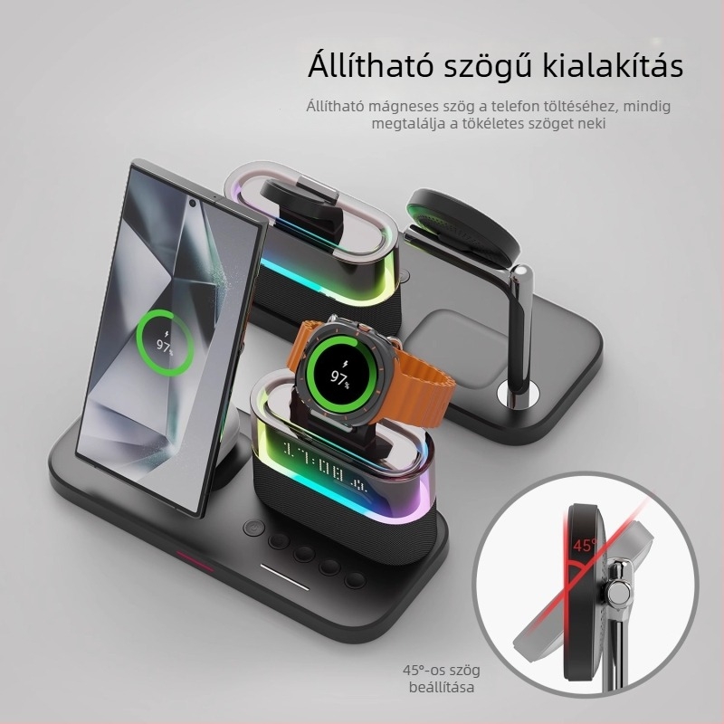 SIKAI 3-in-1 Vezeték nélküli töltő Samsung Galaxy Watch8/7/5/4‑hez — 18W maximum, QC4.0 asztali töltőállvány
