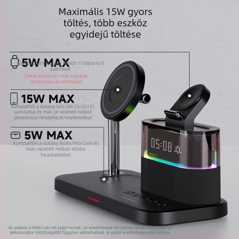 SIKAI 3-in-1 Vezeték nélküli töltő Samsung Galaxy Watch8/7/5/4‑hez — 18W maximum, QC4.0 asztali töltőállvány