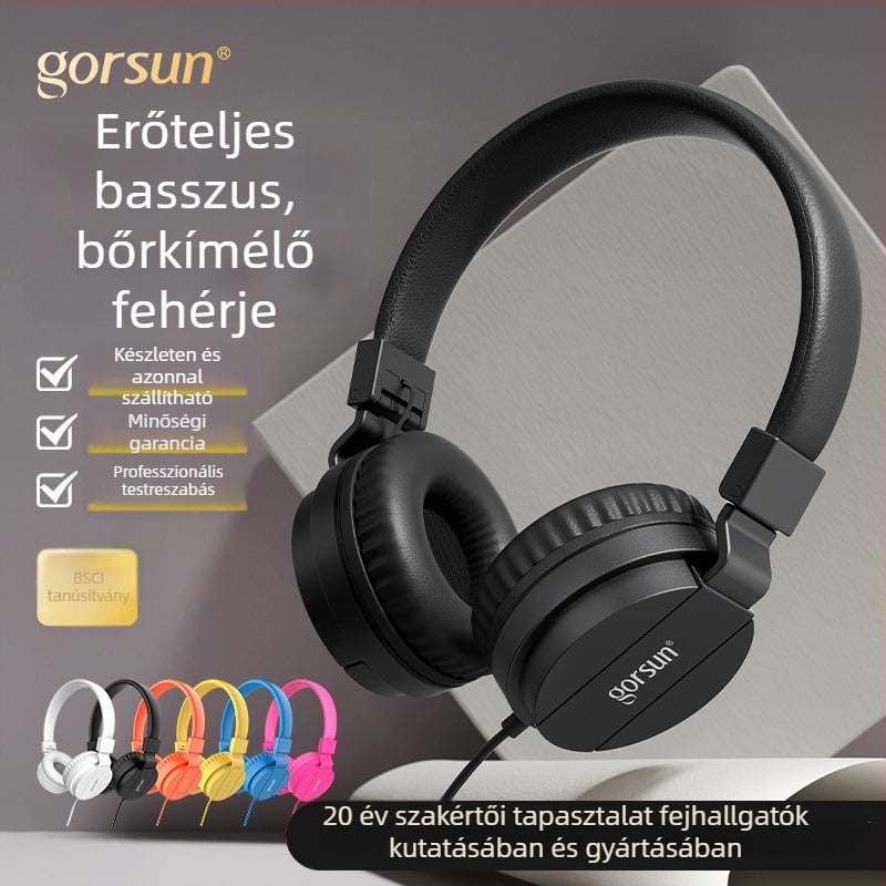 GS-778 Kábeles over-ear fejhallgató, 3,5 mm csatlakozó, frekvenciatartomány 20-2000 Hz, 1,2 m kábel, beépített mikrofon