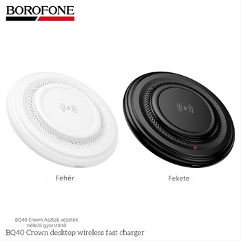 BOROFONE BQ40 Asztali ultra vékony vezeték nélküli gyors töltésű telefon-tartó, 15W, kör alap, fejhallgató töltő
