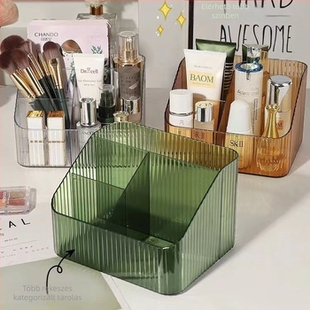 Asztali tároló doboz kozmetikumokhoz — PP műanyag, 2L kapacitás, rácsos kivitel, modell 220424