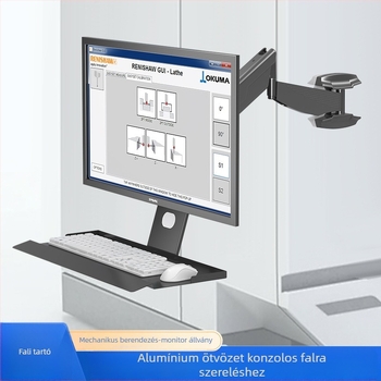 Ipari berendezésekhez monitorállvány, falra szerelhető LCD emelhető teleszkópos karral és billentyűtartóval; Anyag: hideg-rolós acél; Márka: Zhiercheng; Modell: Idstp02G; Tömeg: 10 kg